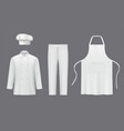 chef uniforms professional suit clothes for cooks vector image vector image