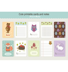 Set cute printable cards and notes Royalty Free Vector Image