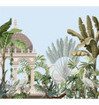 border with ancient arbor and herons in jungle vector image