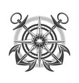 compass wind rose with anchors nautical emblem vector image