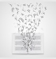 book with flying letters vector image