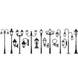 street lamp black silhouette post lights outdoor vector image
