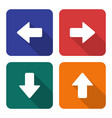 arrow icons set in flat style with long shadows vector image