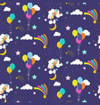 festive star sky with balloons and comets cosmic vector image vector image