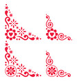 scandinavian floral corner set folk design vector image
