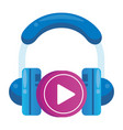 media player play button with earphones vector image