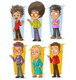 cartoon cool retro disco dancers character set vector image