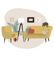 cute minimalistic interior with mid century modern vector image