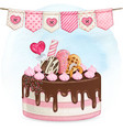 watercolor colorful birthday party cake vector image vector image