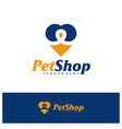 love pet logo design template pet logo concept vector image vector image