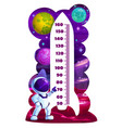 cartoon spaceship and astronaut kids height chart vector image vector image