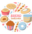 bread doodle pack 2 vector image