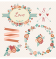 hand drawn floral collection with design elements vector image vector image