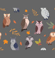 owls seamless pattern vector image vector image