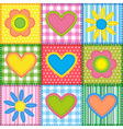 patchwork with hearts vector image vector image