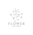 feminine flower rose with birds logo design vector image