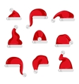 red santa claus hat collection vector image