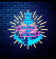 vintage pirate emblem glowing neon vector image vector image