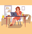 woman snacks in workplace remote work vector image