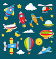 cartoon air transportation collection vector image