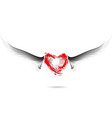 red heart and gray wings design vector image