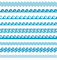 seamless wave line pattern borders set vector image