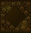 golden frame made of pet paw prints and hearts vector image vector image
