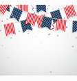 independence day with american confetti and ribbon vector image