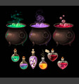 set of bottles with magic potions vector image