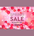 spring sale with pink flying petals web banner vector image