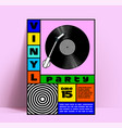 vinyl disk music party or dj event flyer vector image vector image