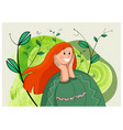 girl with red hair cartoon vector image vector image