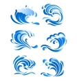 blue curling ocean waves vector image