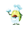 cartoon avocado chef character ready to serve up vector image vector image