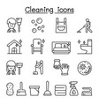 cleaning house hygiene icon set in thin line vector image