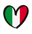 italian flag heart shaped hand drawn logo vector image