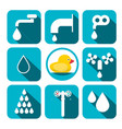 water symbols set aqua icons in blue squares vector image