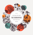 collage style rorest mushrooms wreath edible vector image vector image