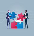 modern robot co-working with businessman making vector image vector image