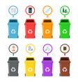 garbage cans with sorted vector image vector image