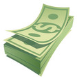 banknote stack with curled dollar bill green vector image vector image