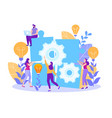 cartoon flat search ideas people collect puzzle vector image