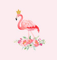 flamingo with place for baby name for poster print vector image vector image
