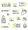 set of vegan text signs vector image