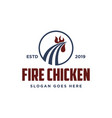 abstract rooster and fire hot fried chicken logo vector image