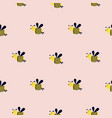 seamless pattern with cute bees on a pink vector image