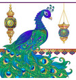 peacock and eastern ethnic motif traditional vector image