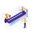 isometric robotic factory engineer operates vector image vector image