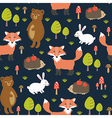 forest seamless pattern with cute animals vector image