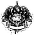 skull with crown wings and sword vector image